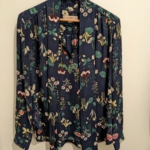 Loft blue blouse with flowers